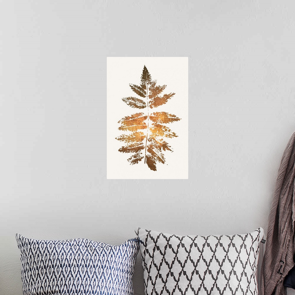 A bohemian room featuring Oak Leaf Print - Gold