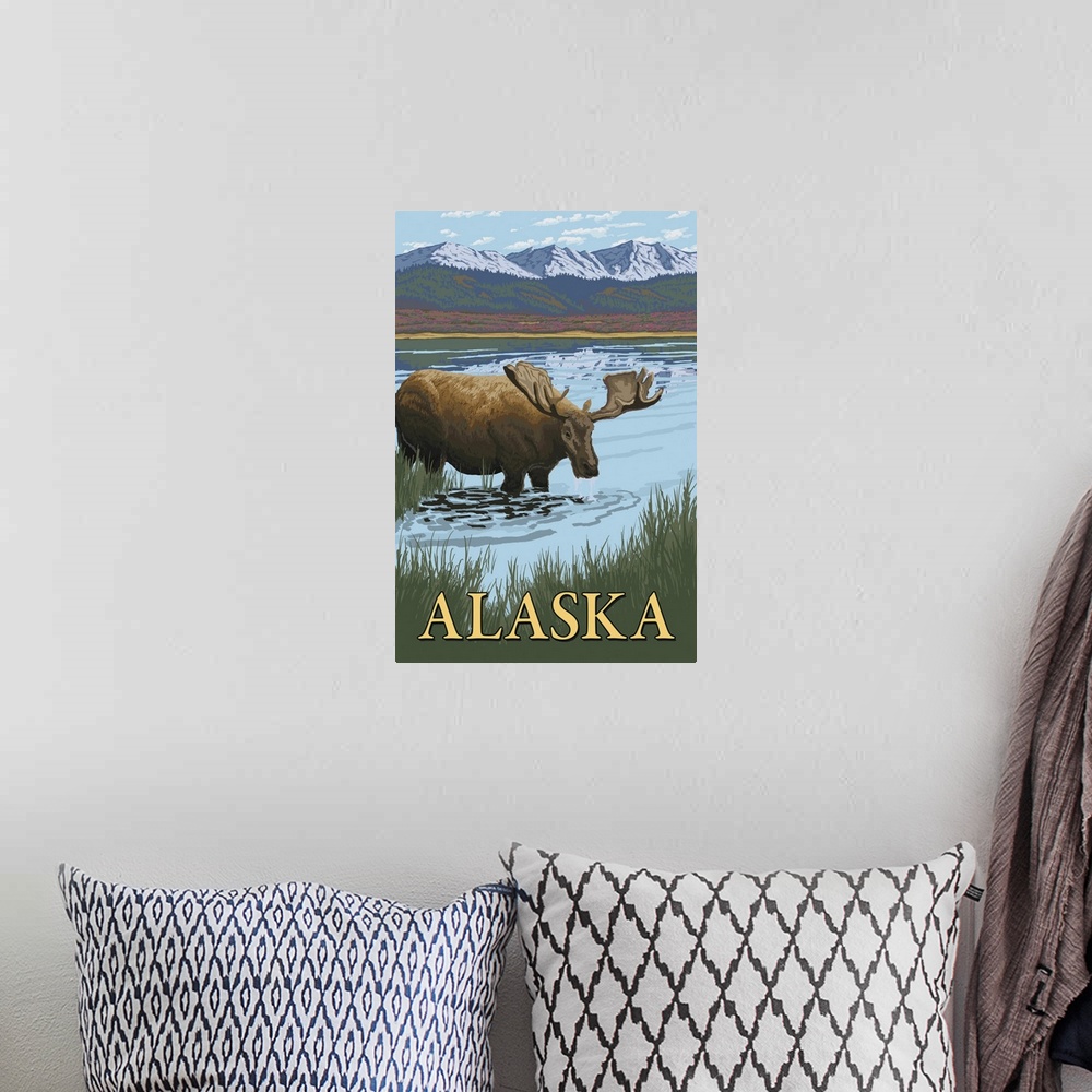 A bohemian room featuring Alaska - Moose in Water