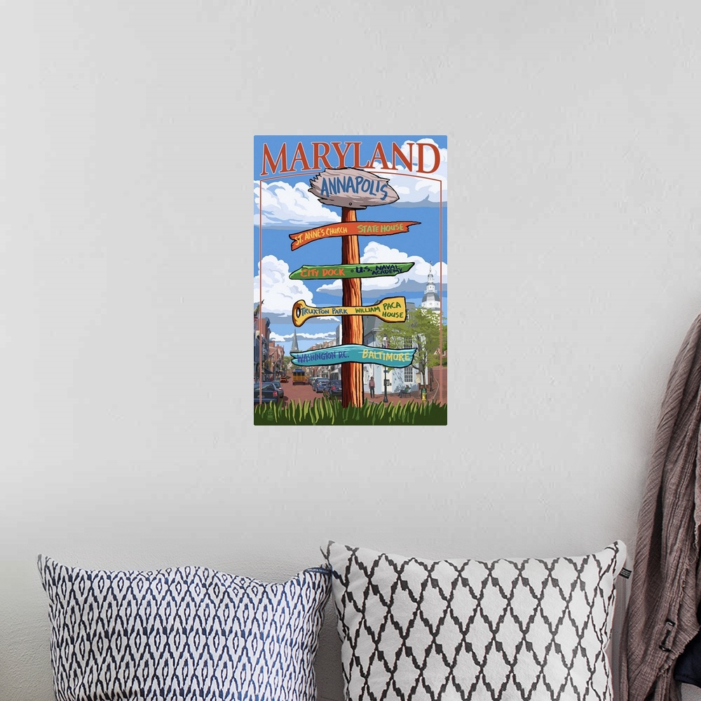 A bohemian room featuring Annapolis, Maryland - Sign Destinations: Retro Travel Poster