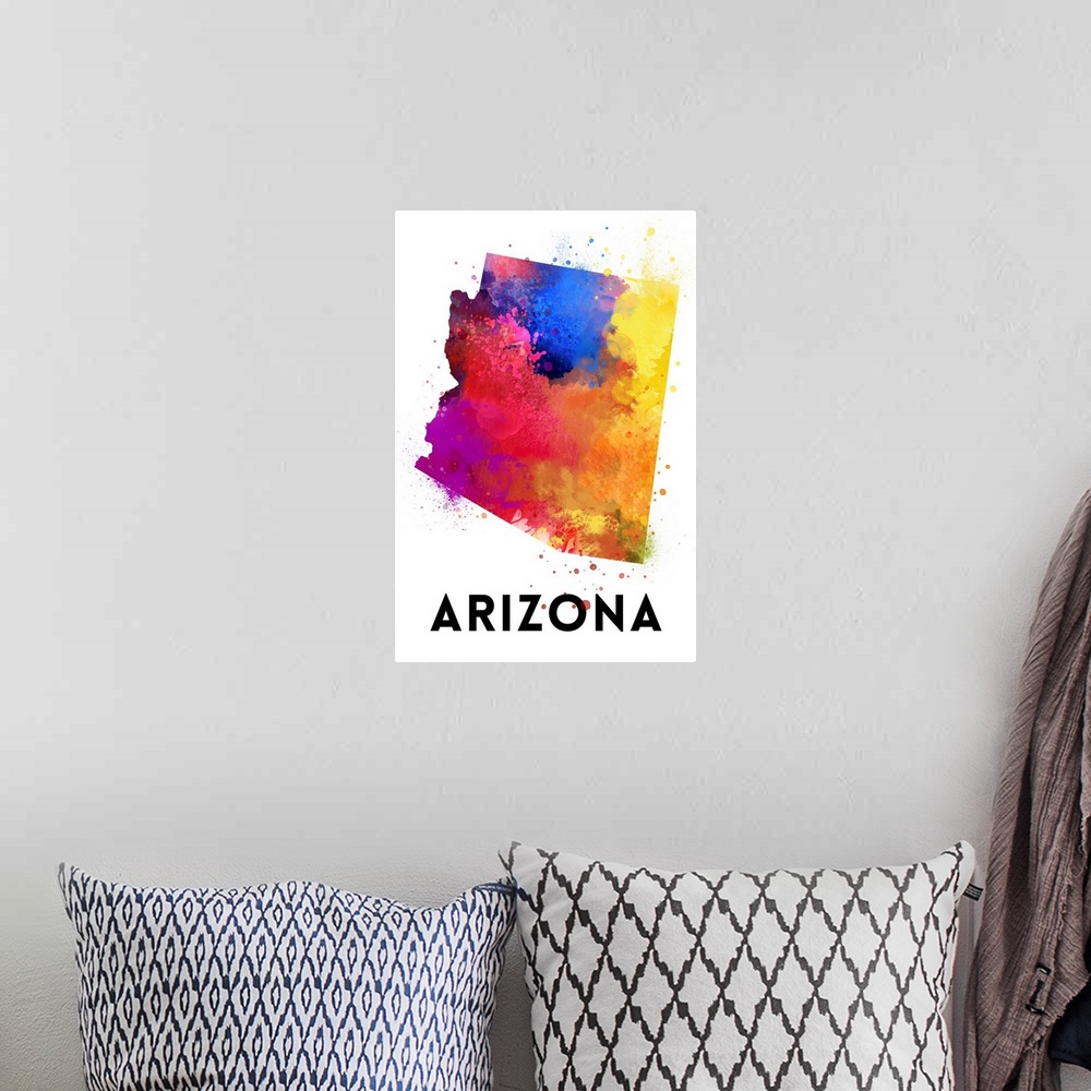 A bohemian room featuring Arizona - State Abstract Watercolor