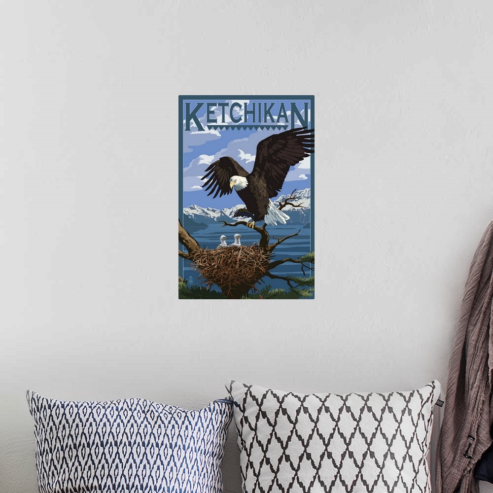 A bohemian room featuring Bald Eagle and Chicks, Ketchikan, Alaska