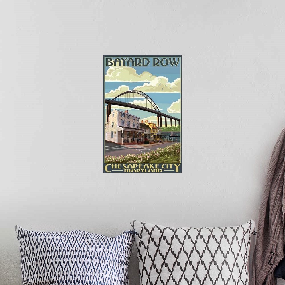 A bohemian room featuring Bayard Row - Chesapeake City, Maryland: Retro Travel Poster