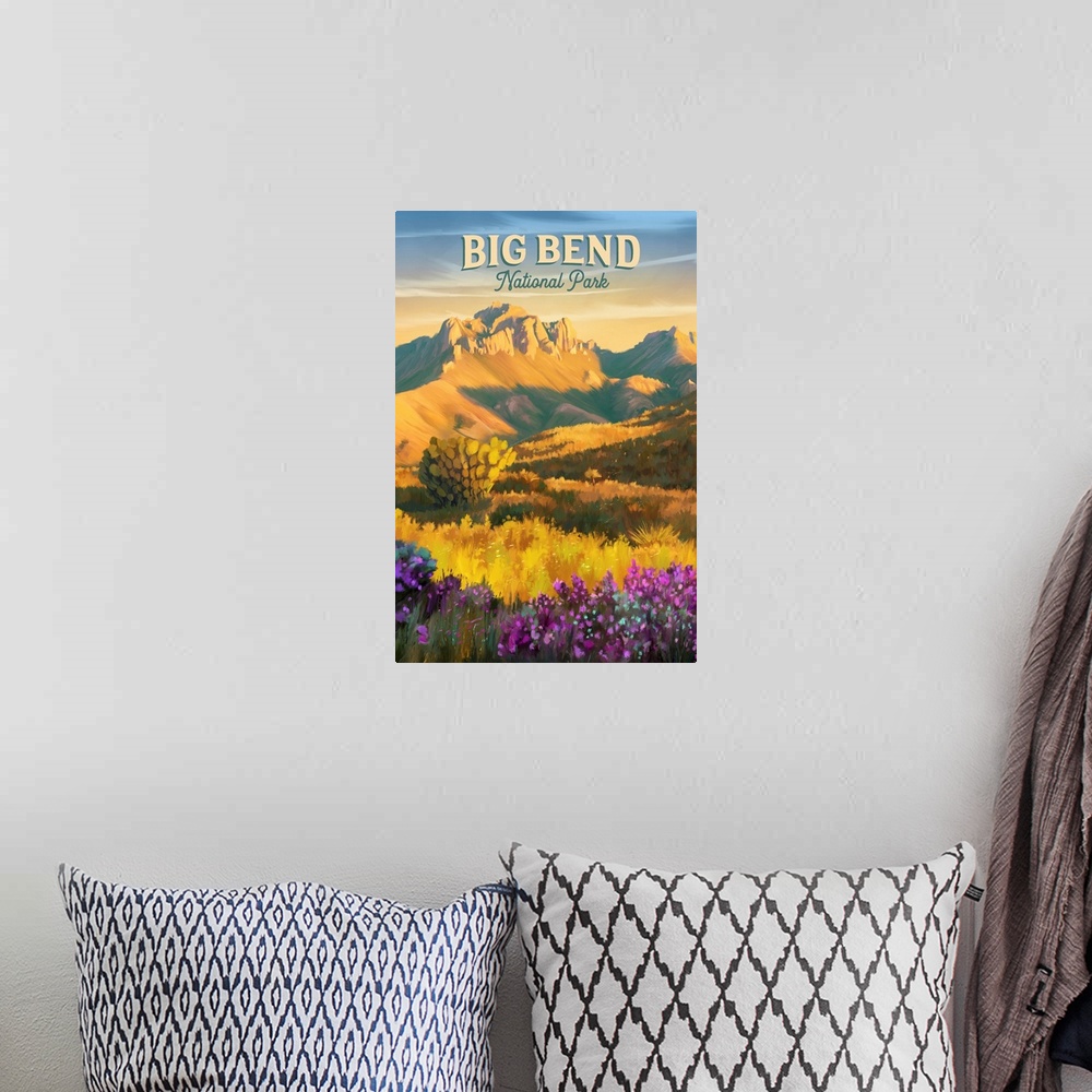 A bohemian room featuring Big Bend National Park, Wildflowers: Retro Travel Poster