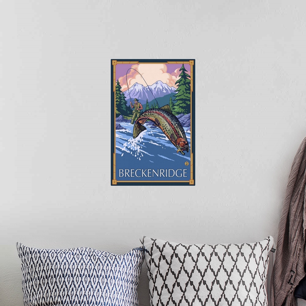 A bohemian room featuring Breckenridge, Colorado - Fisherman: Retro Travel Poster