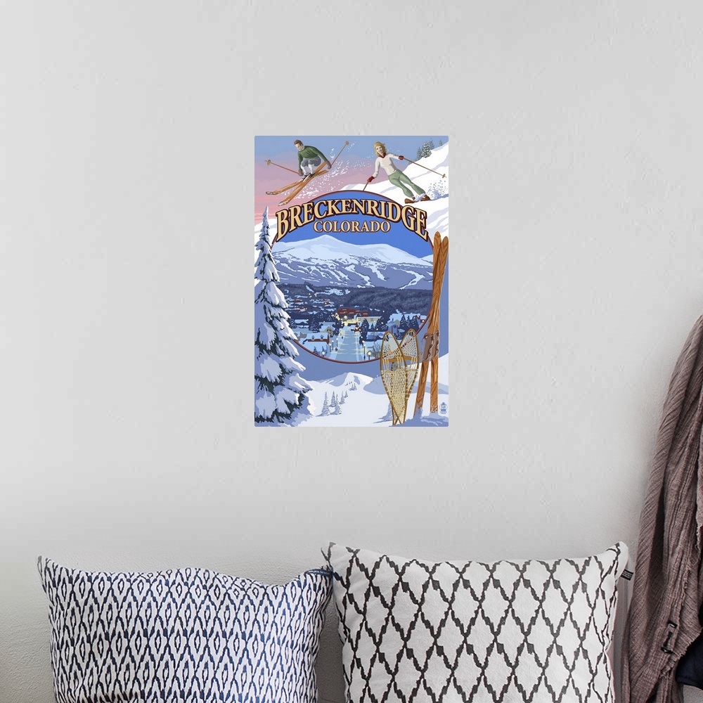 A bohemian room featuring Breckenridge, Colorado Montage: Retro Travel Poster