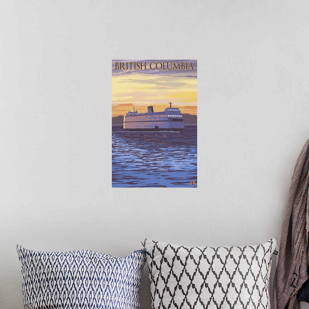 A bohemian room featuring British Columbia, Canada - BC Ferries: Retro Travel Poster