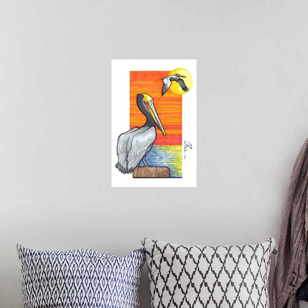 A bohemian room featuring Brown Pelican