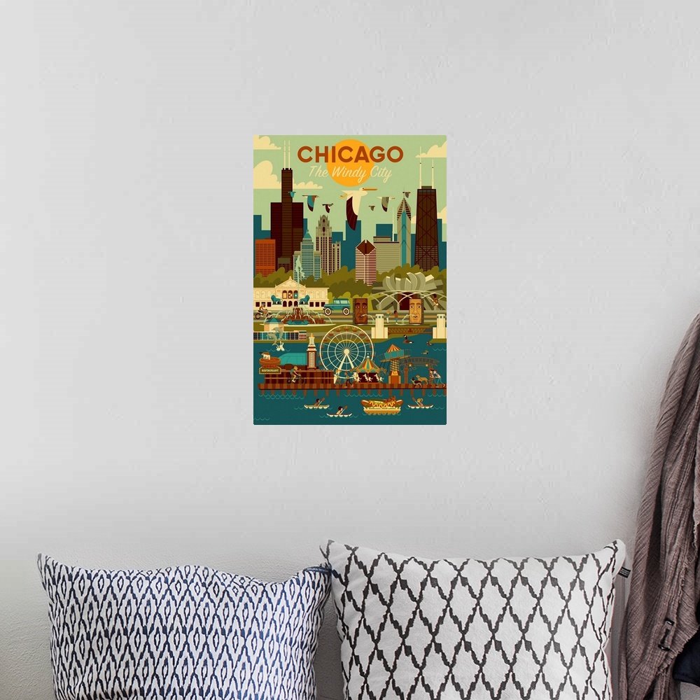 A bohemian room featuring Chicago, Illinois - Geometric