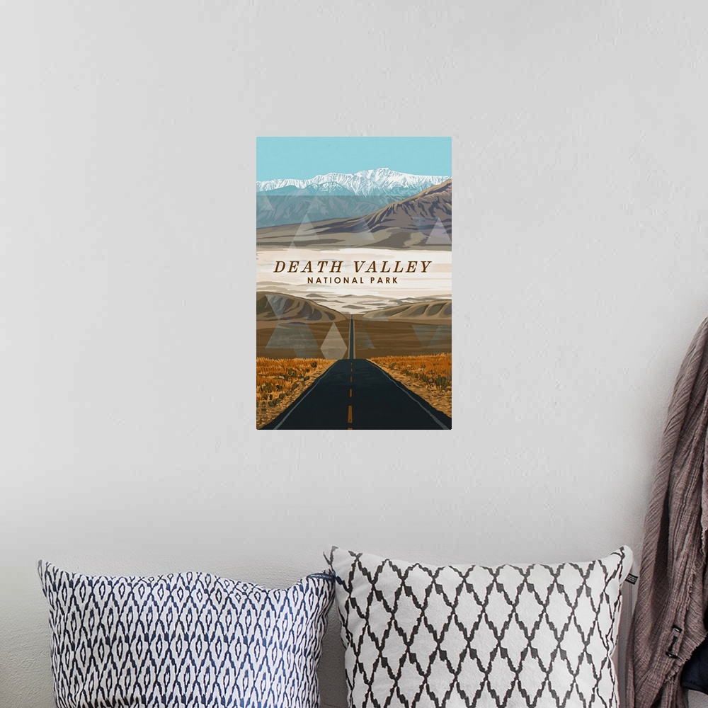 A bohemian room featuring Death Valley National Park, Open Road: Retro Travel Poster