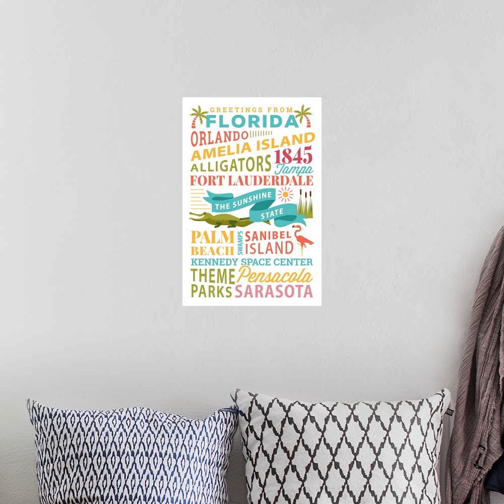 A bohemian room featuring Florida - Stacked Typography