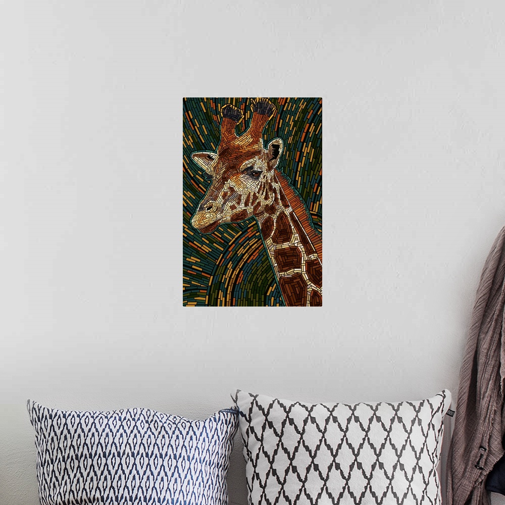 A bohemian room featuring Giraffe - Mosaic