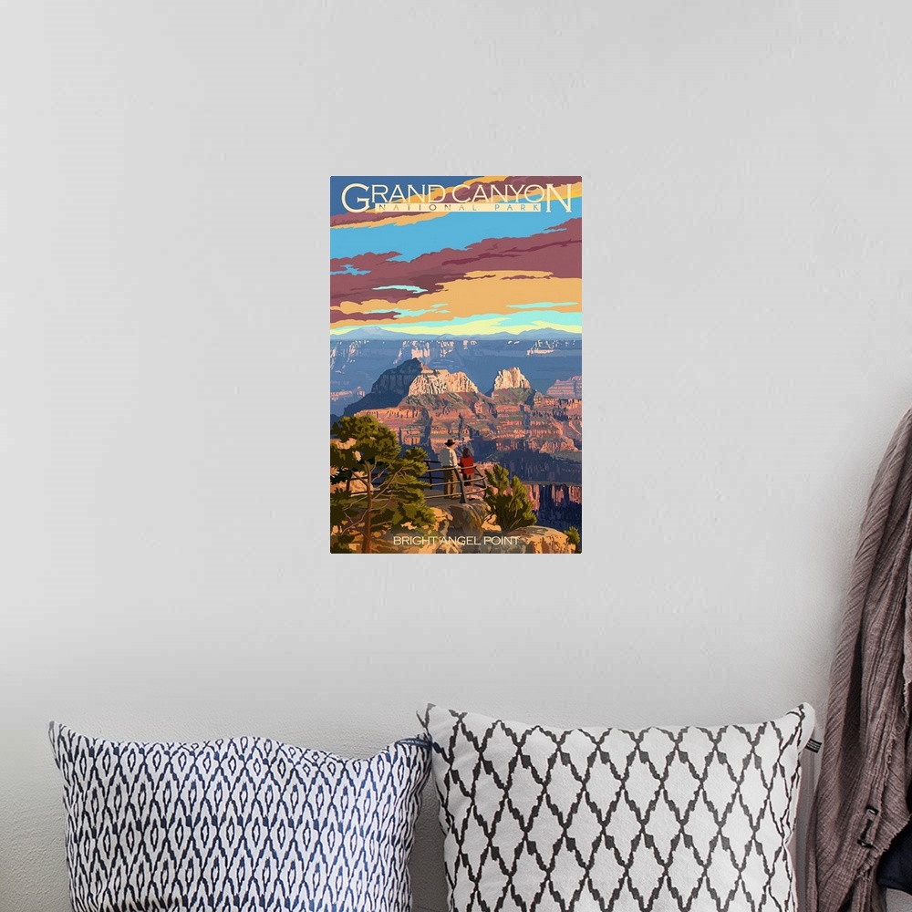 A bohemian room featuring Grand Canyon National Park, Bright Angel Point: Retro Travel Poster