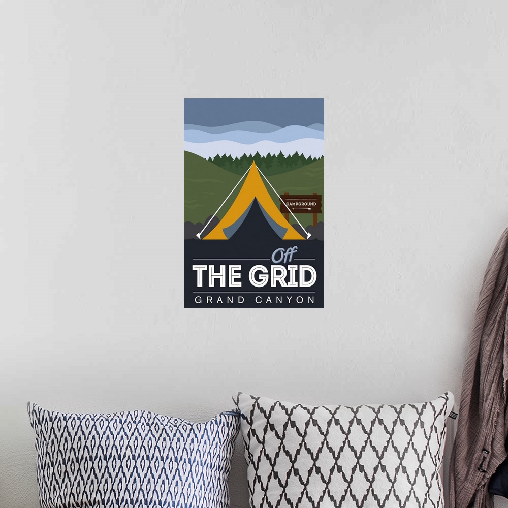 A bohemian room featuring Grand Canyon National Park, Off Grid Campground: Graphic Travel Poster