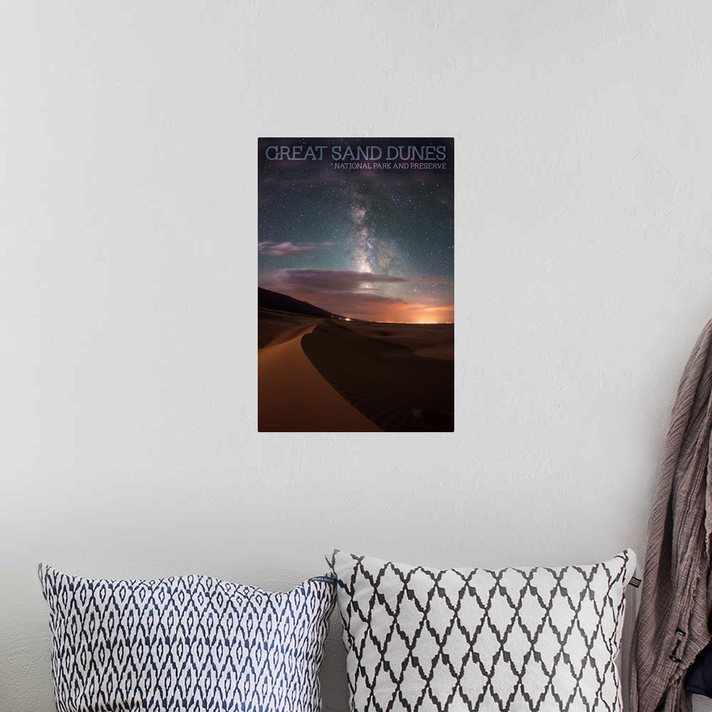 A bohemian room featuring Great Sand Dunes National Park, Milky Way: Travel Poster