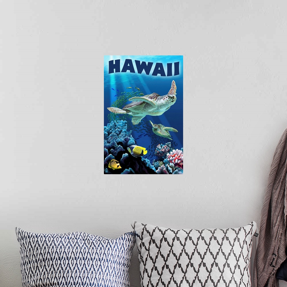 A bohemian room featuring Hawaii - Sea Turtles Swimming