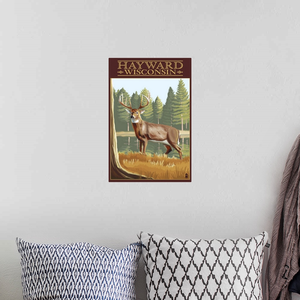 A bohemian room featuring Hayward, Wisconsin, White Tailed Deer