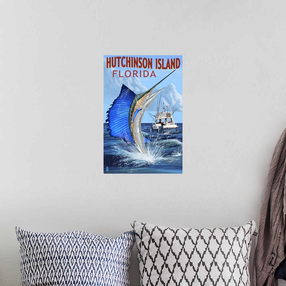 A bohemian room featuring Hutchinson Island, Florida, Sailfish Fishing Scene