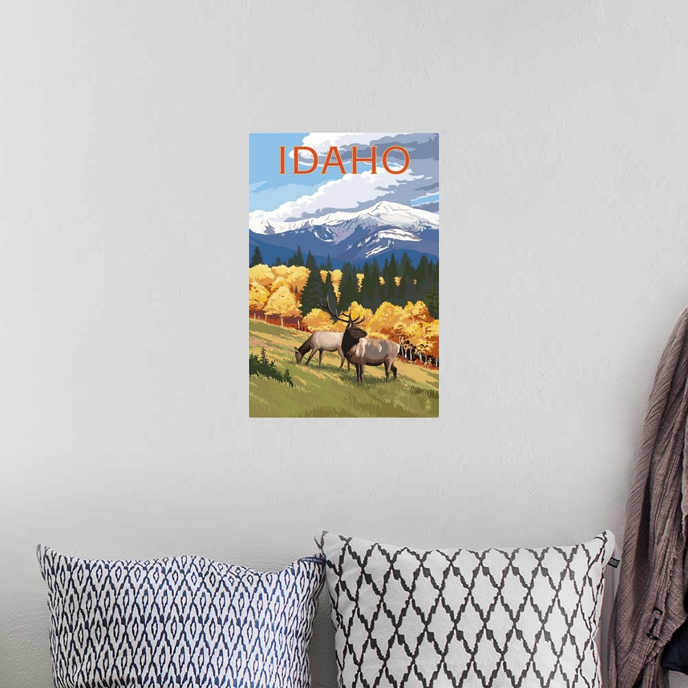 A bohemian room featuring Idaho, Elk and Mountains