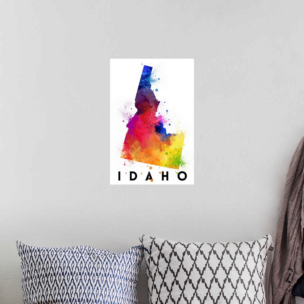 A bohemian room featuring Idaho - State Abstract Watercolor