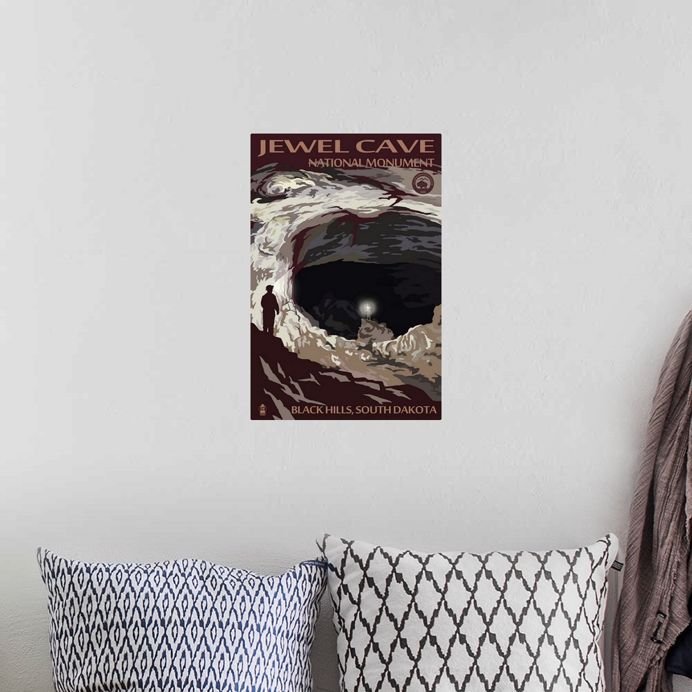 A bohemian room featuring Jewel Cave National Monument - Black Hills, South Dakota: Retro Travel Poster
