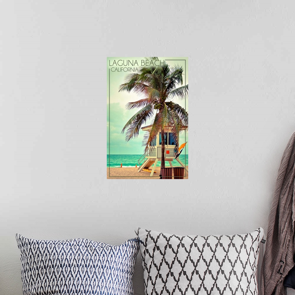 A bohemian room featuring Laguna Beach, California, Lifeguard Shack and Palm