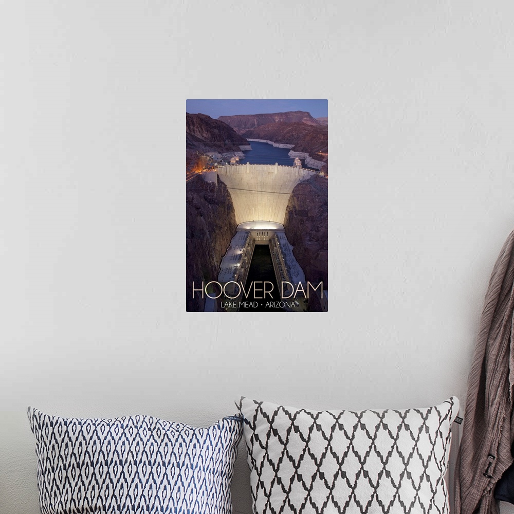 A bohemian room featuring Lake Mead, Arizona - Hoover Dam at Night