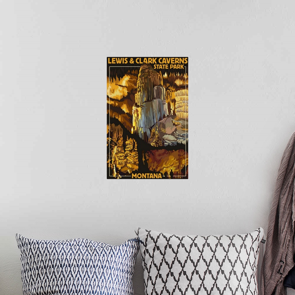 A bohemian room featuring Lewis and Clark Caverns State Park, Montana: Retro Travel Poster