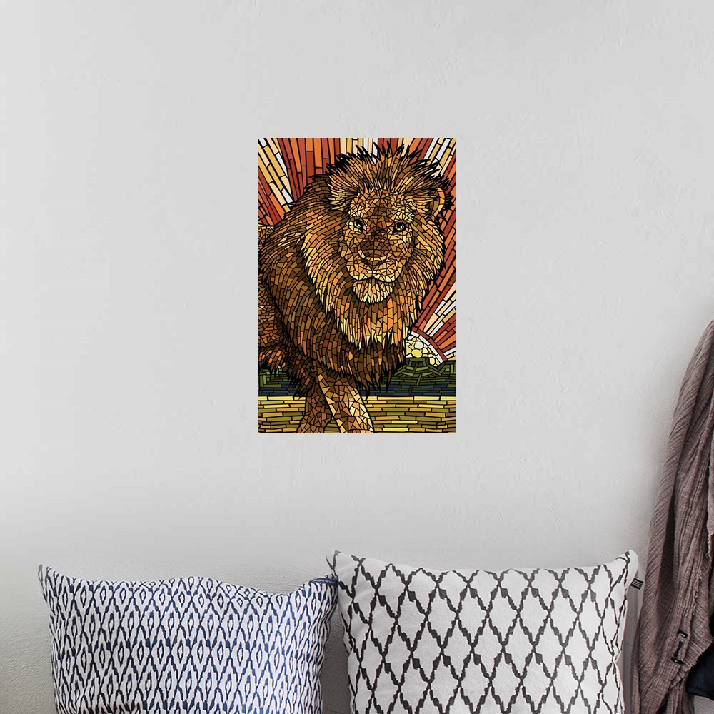A bohemian room featuring Lion - Mosaic