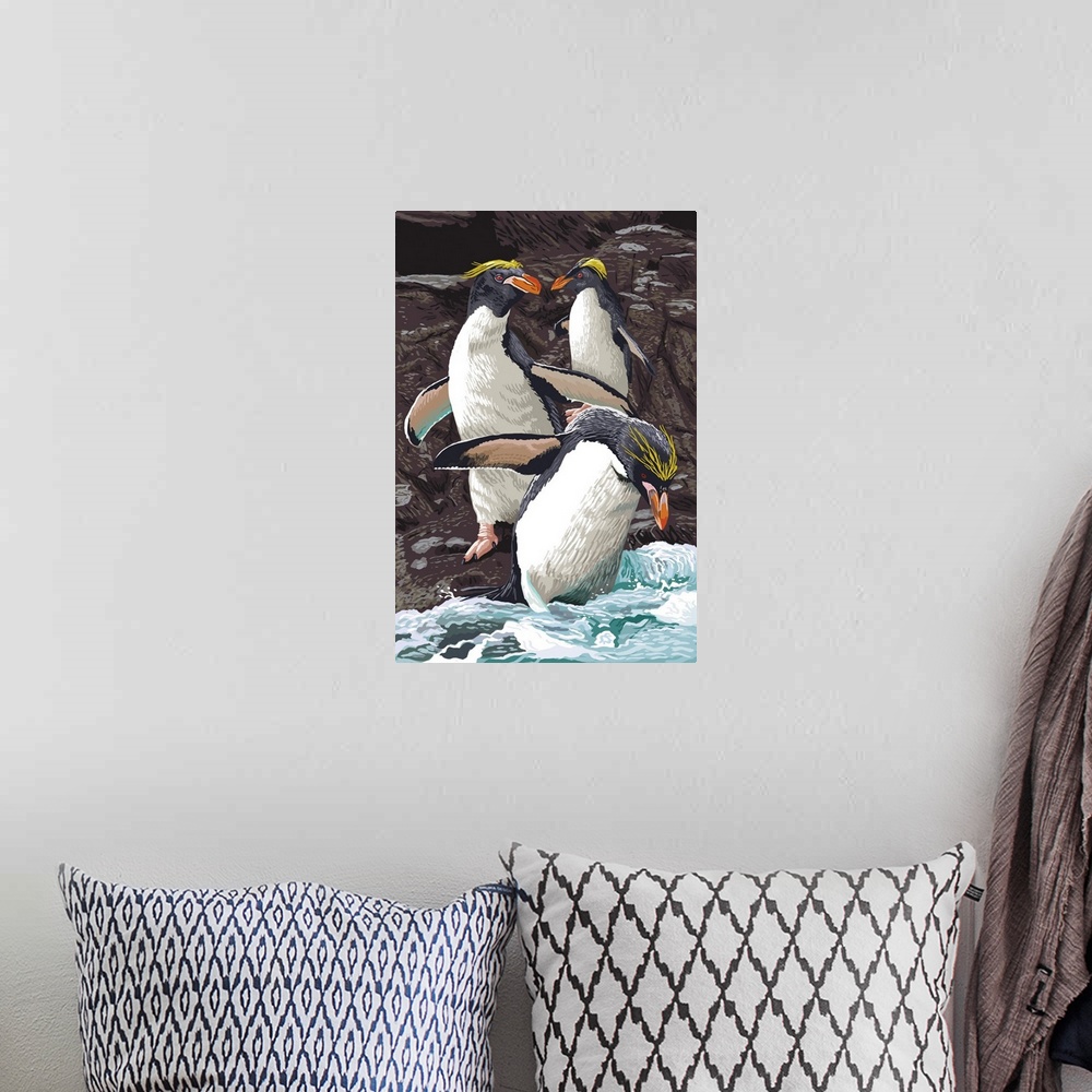 A bohemian room featuring Macaroni Penguins