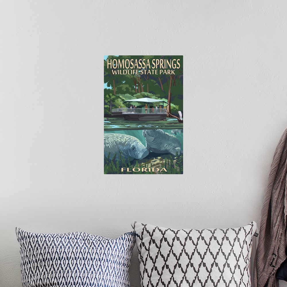 A bohemian room featuring Manatees and Boat, Homosassa Springs Wildlife Park, Florida