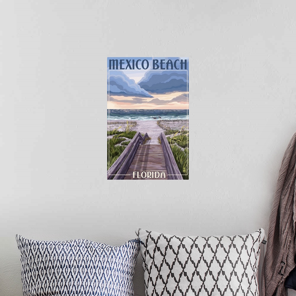 A bohemian room featuring Mexico Beach, Florida, Beach Boardwalk Scene