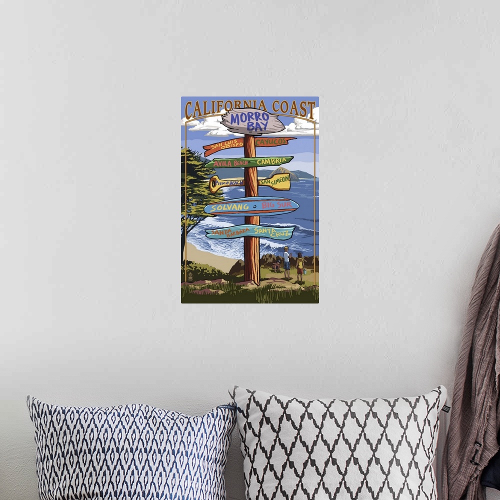A bohemian room featuring Morro Bay, California, Destination Sign