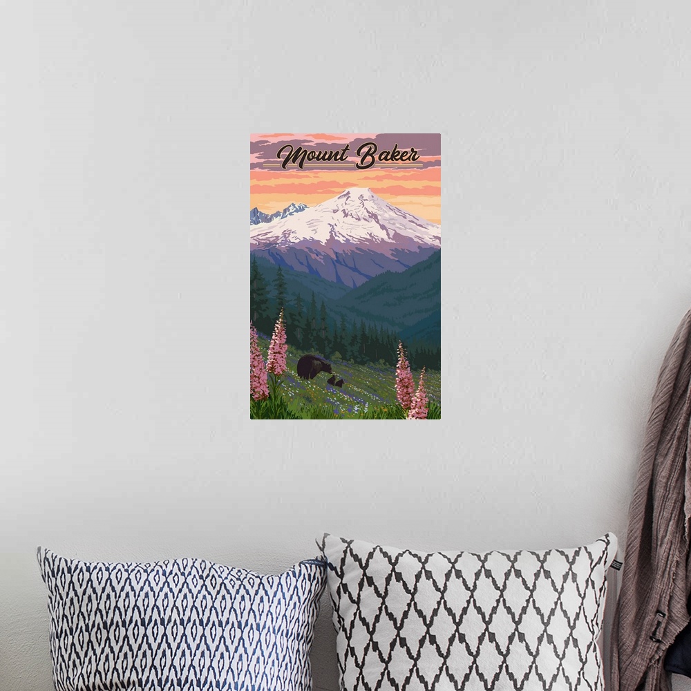 A bohemian room featuring Mount Baker, Washington - Bears & Spring Flowers