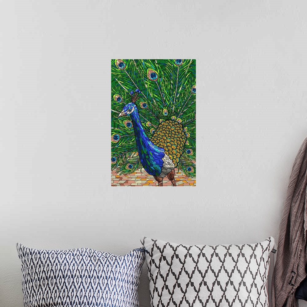A bohemian room featuring Peacock - Mosaic