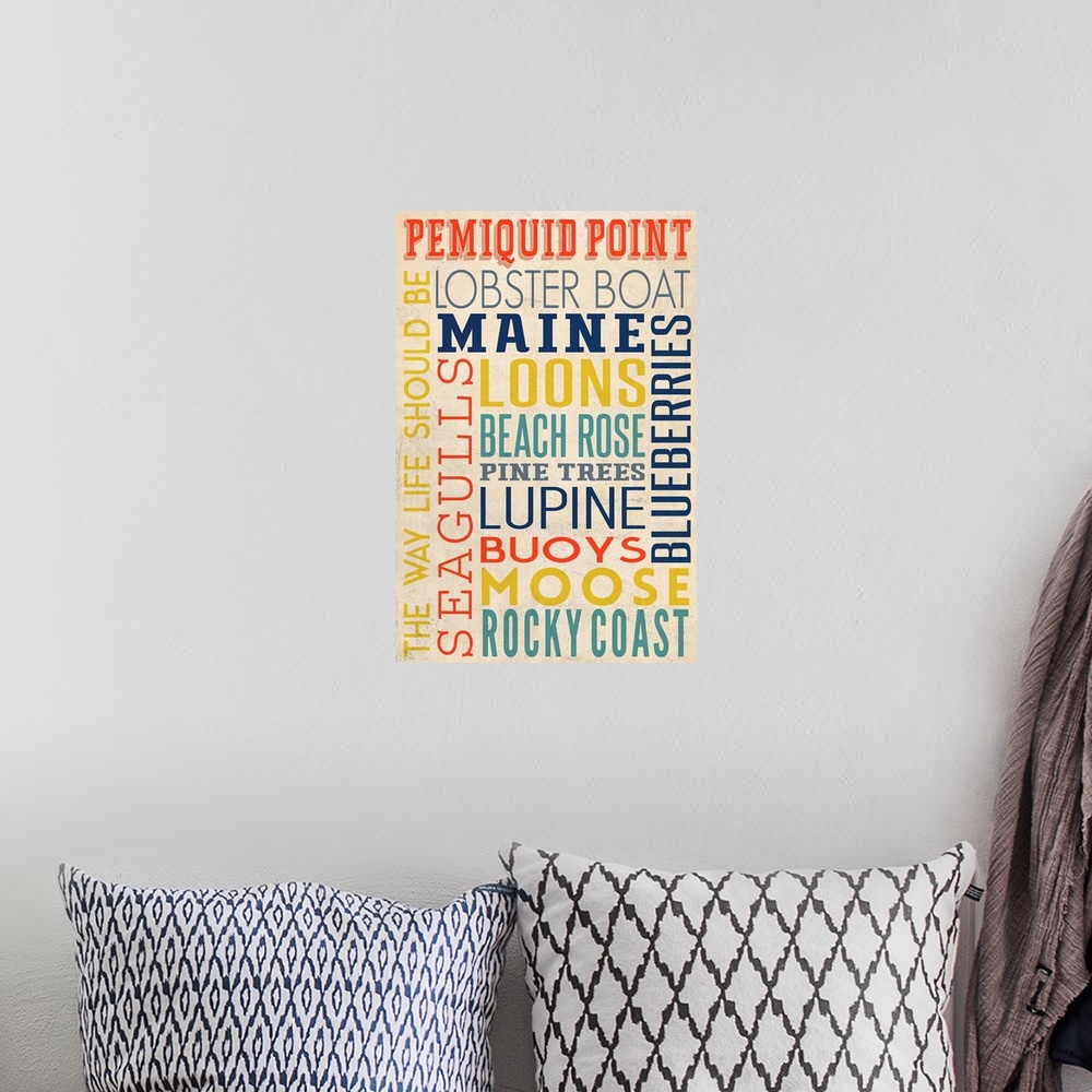 A bohemian room featuring Pemiquid Point, Maine, Typography