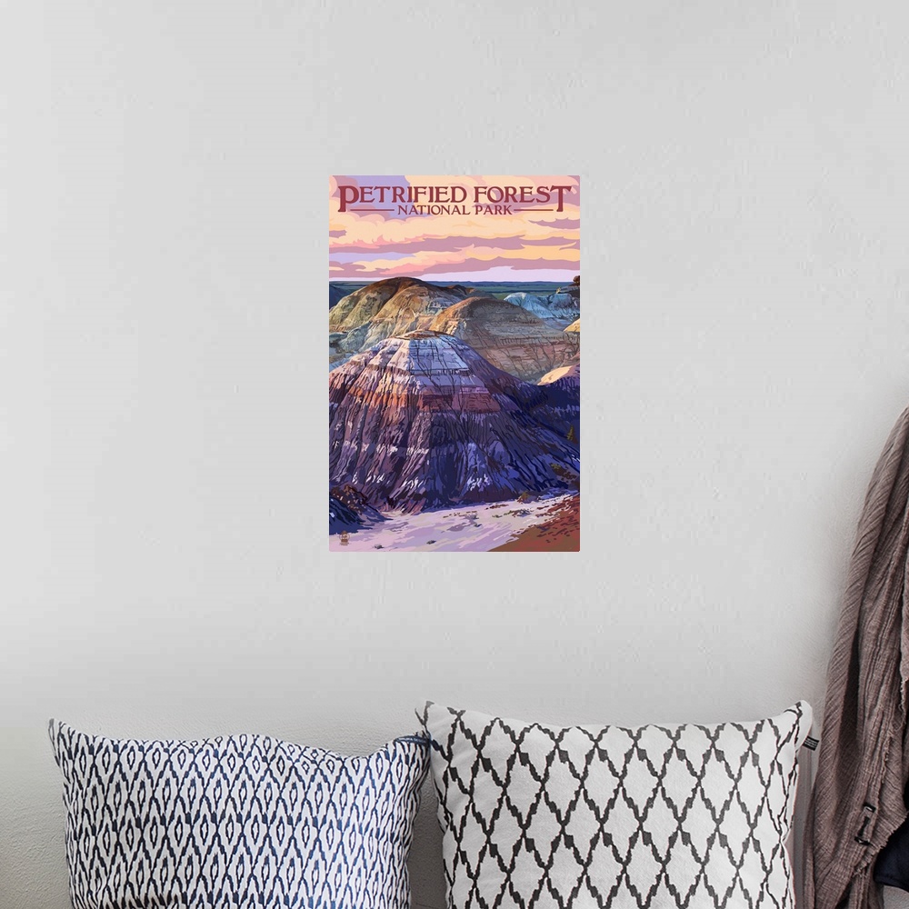 A bohemian room featuring Petrified Forest National Park, Painted Desert: Retro Travel Poster