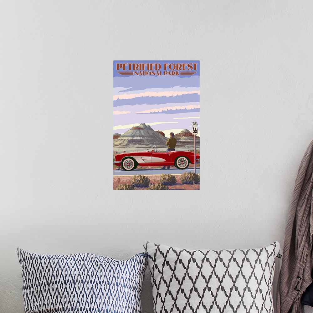 A bohemian room featuring Petrified Forest National Park, Road Trip: Retro Travel Poster