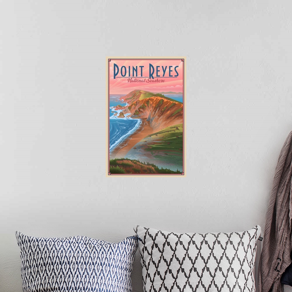 A bohemian room featuring Point Reyes National Seashore, California - Lithograph
