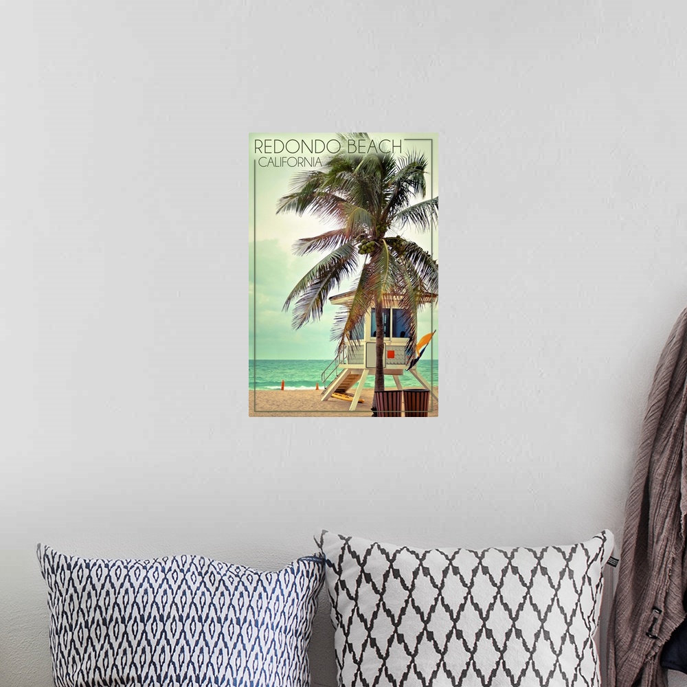 A bohemian room featuring Redondo Beach, California, Lifeguard Shack and Palm