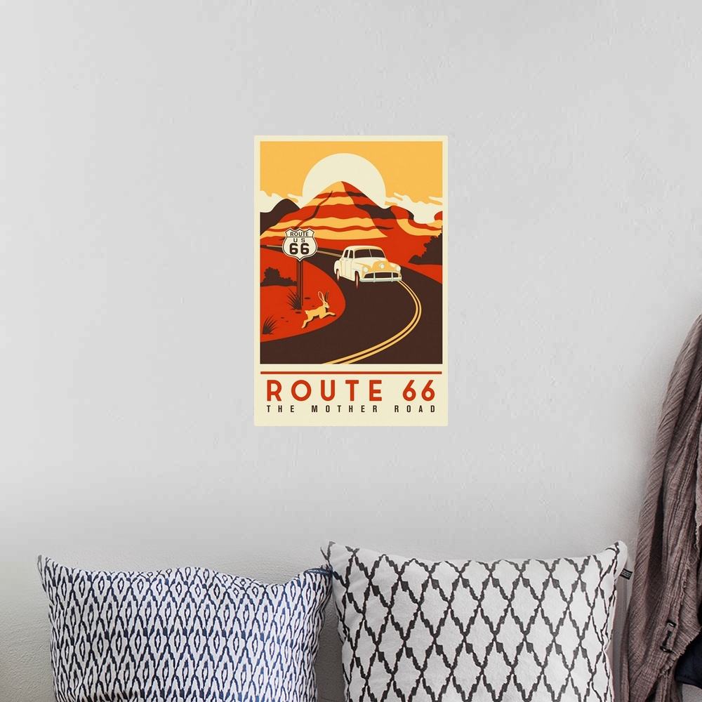 A bohemian room featuring Route 66 - Mother Road - Simplified