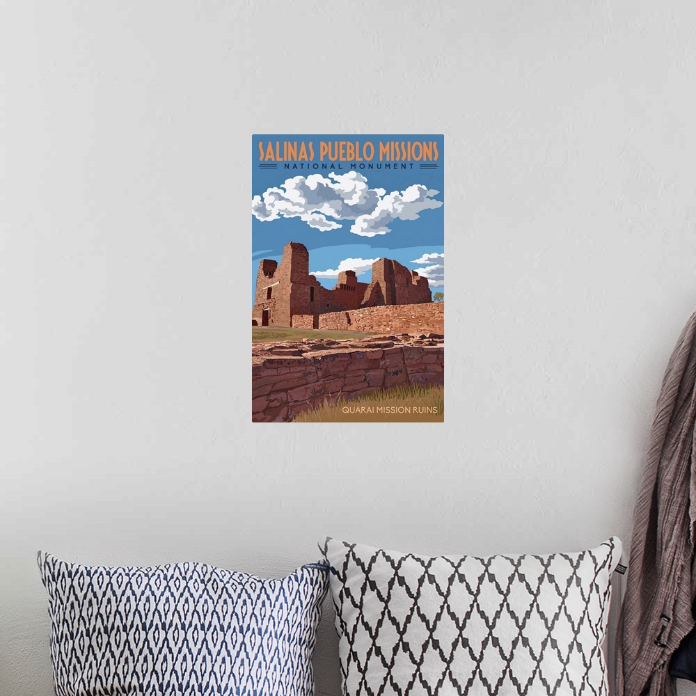 A bohemian room featuring Salinas Pueblo Missions National Monument, New Mexico - Quarai Mission Ruins