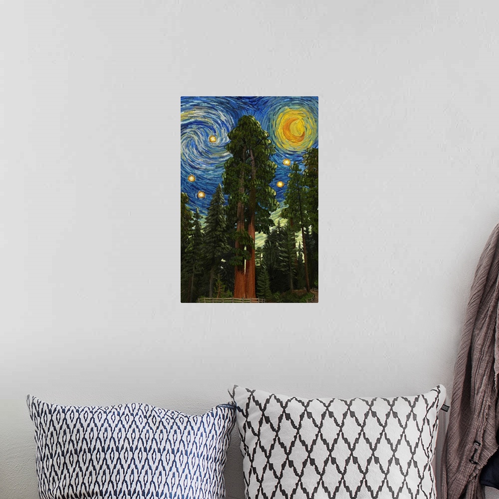 A bohemian room featuring Sequoia National Park, California - Starry Night National Park Series