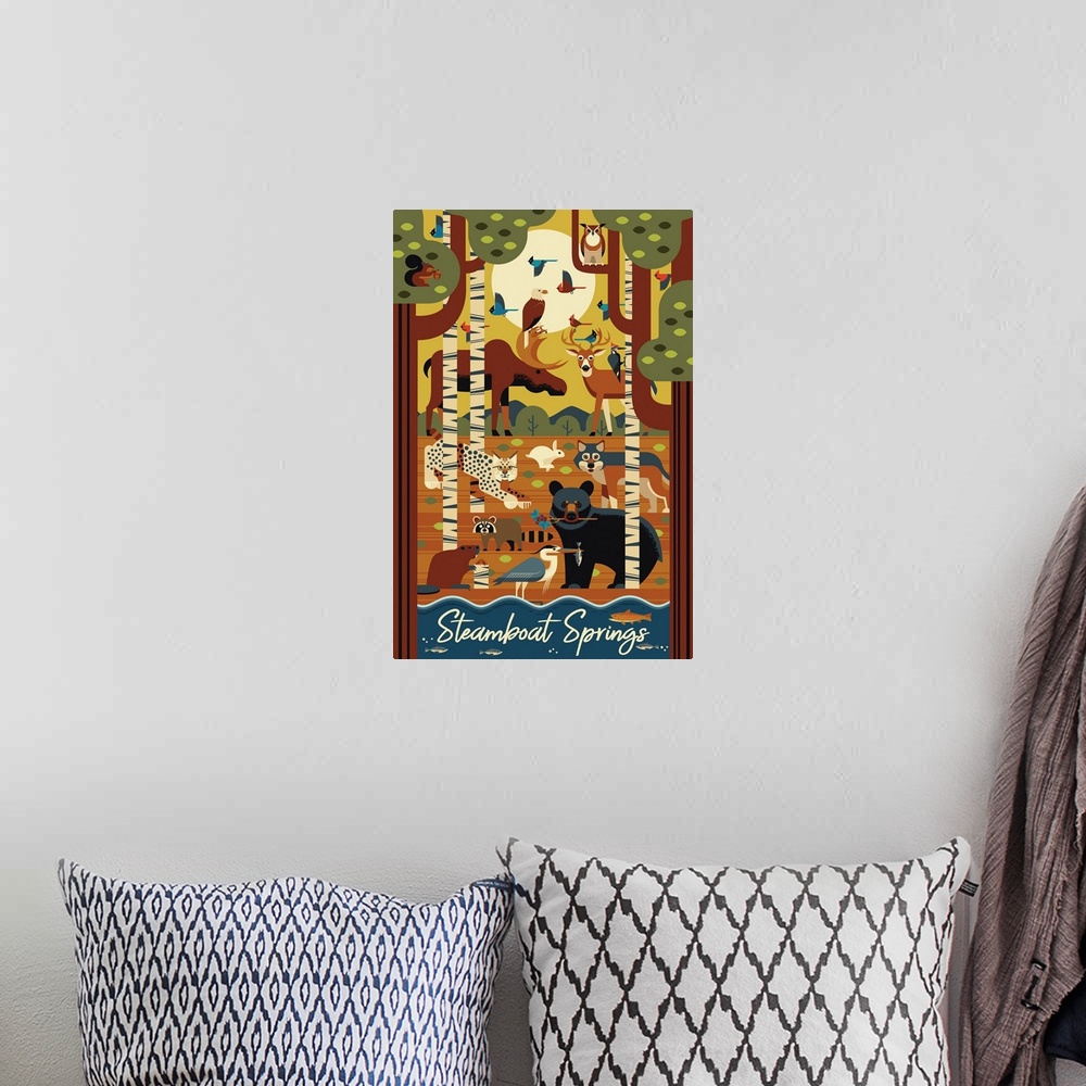 A bohemian room featuring Steamboat Springs, Colorado - Forest Scene - Geometric