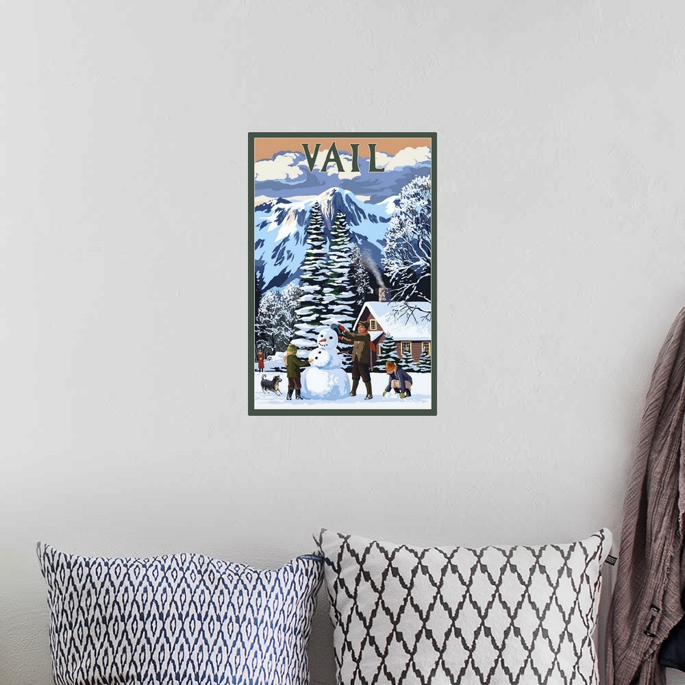 A bohemian room featuring Vail, Colorado, Snowman Scene
