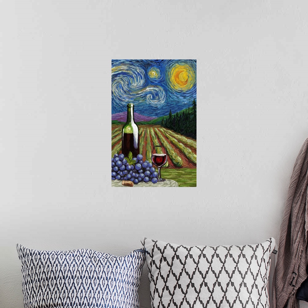 A bohemian room featuring Vineyard - Starry Night