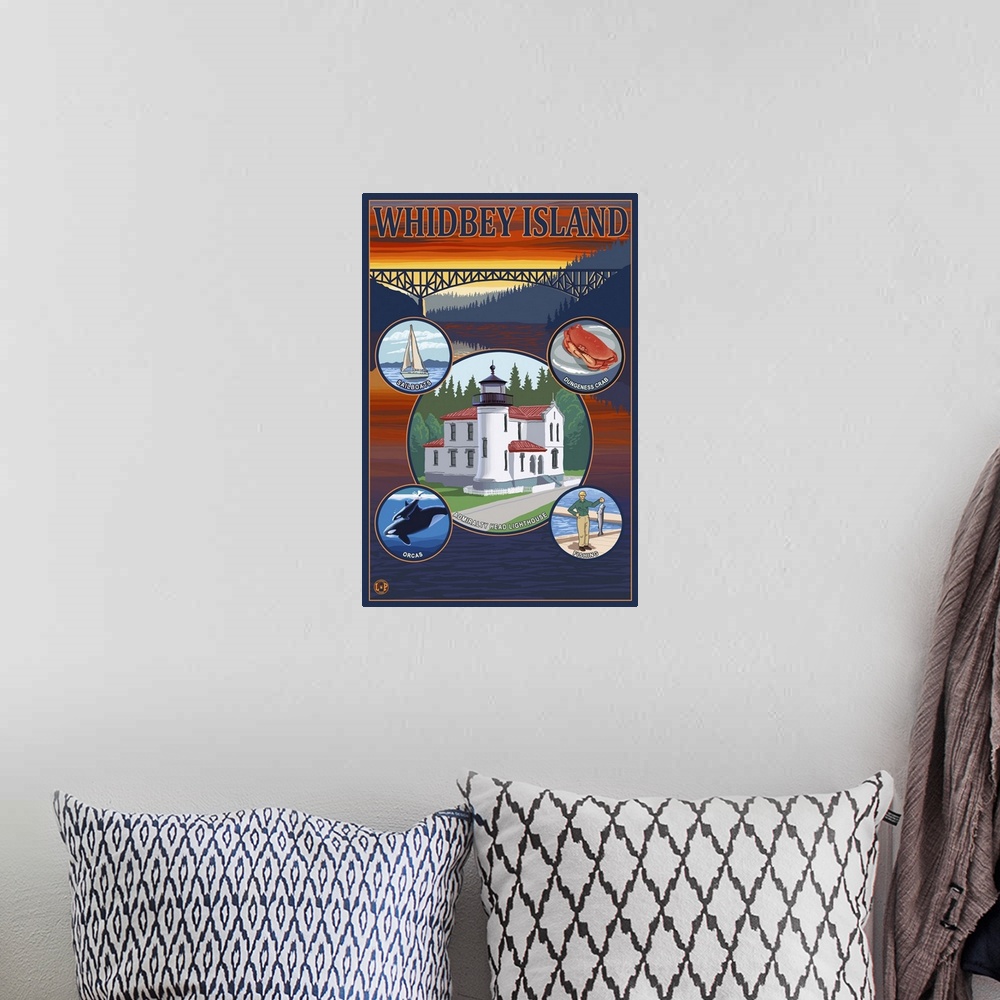 A bohemian room featuring Whidbey Island, Washington: Retro Travel Poster