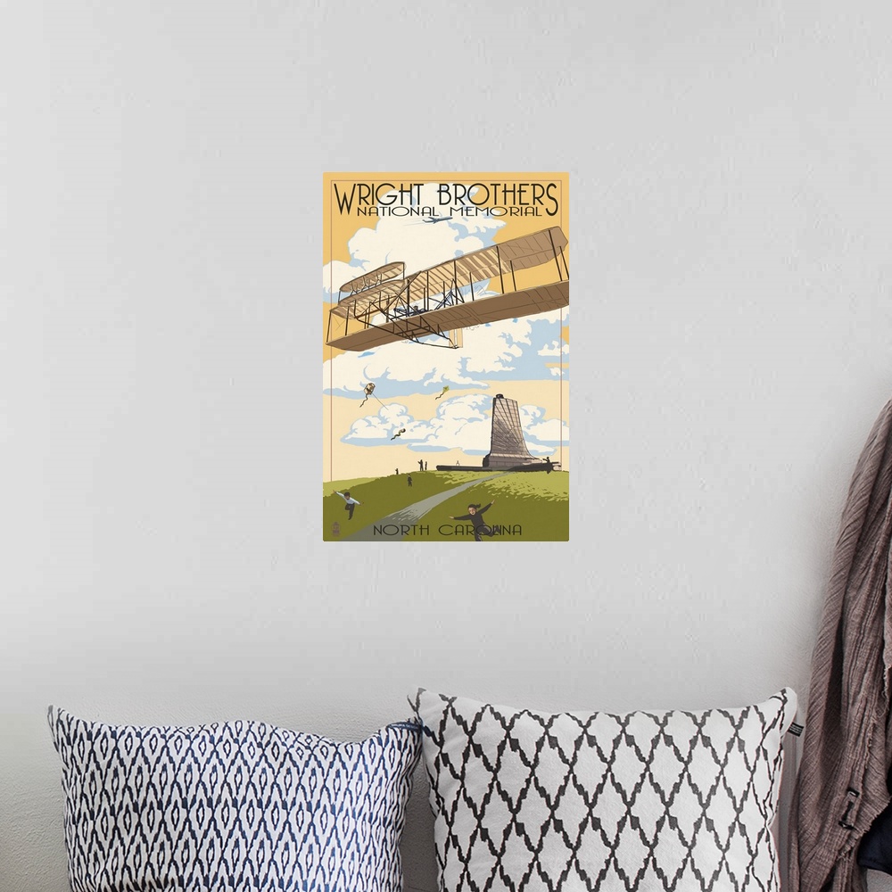 A bohemian room featuring Wright Brothers National Memorial - Outer Banks, North Carolina: Retro Travel Poster