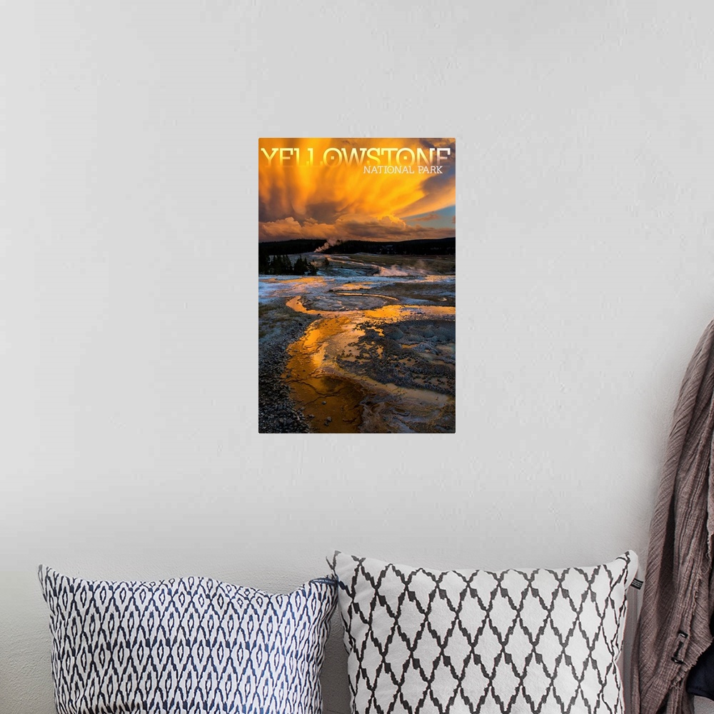 A bohemian room featuring Yellowstone National Park, Geyser Basin: Travel Poster