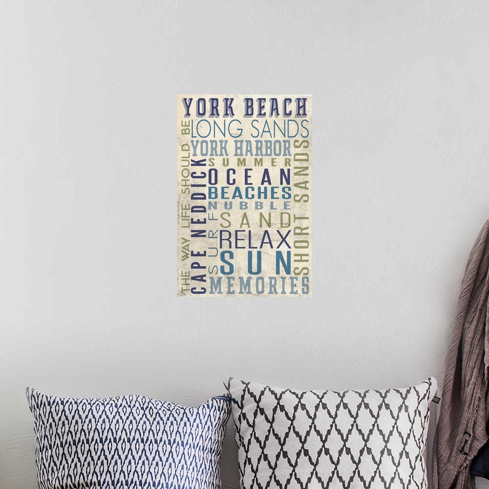 A bohemian room featuring York Beach, Maine, Typography