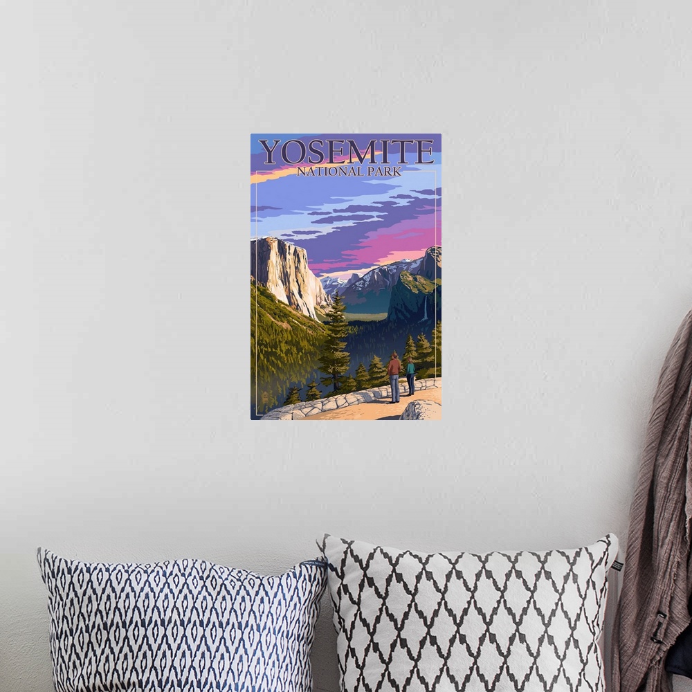 A bohemian room featuring Yosemite National Park, Tunnel View: Retro Travel Poster